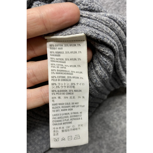 Hollister Sweater Womens Small Gray Rabbit Hair V Neck Long Sleeve Button Hem - Picture 10 of 12